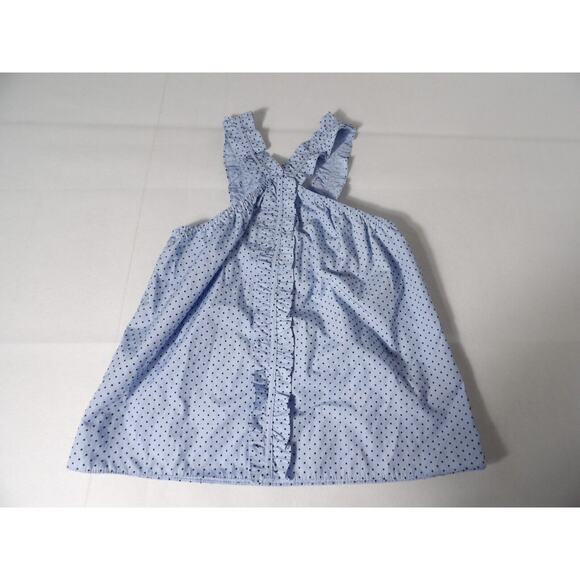 Waverly Grey Tank Top Small Ruffle Blue Grid Plaid Polka Dot Cottage Core - Picture 6 of 11
